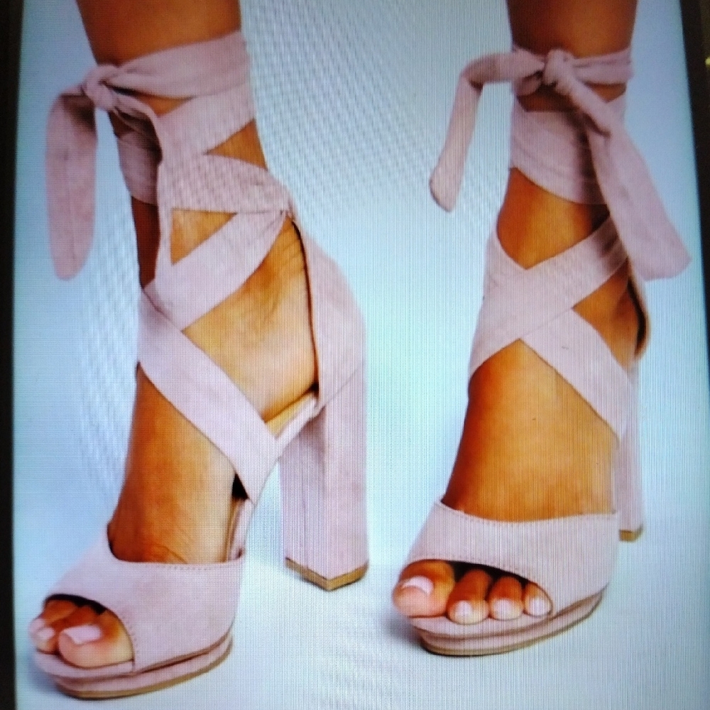 Lulu's Satin Pink Strappy Heels 8.5